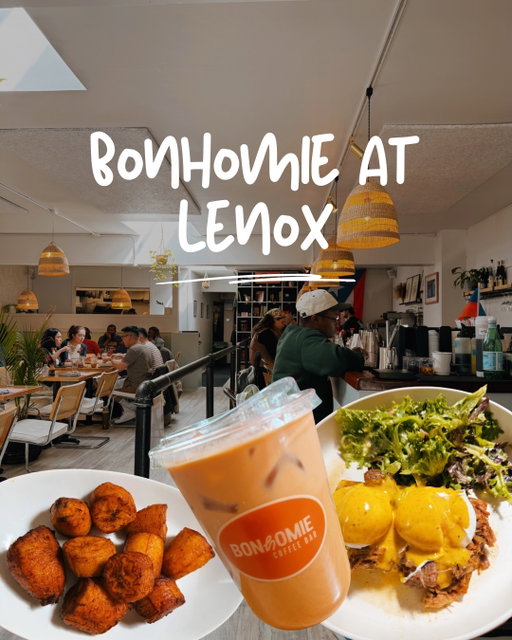 Had the most perfect brunch vibes @lenoxwa on Sunday and finally got to try @bonhomiecoffeebar ☕️ 

We got the kremas latte (my favorite!), bannann dous latte 🇭🇹 & Cuban sandwich, maduros, and mofongo benedict 🇵🇷