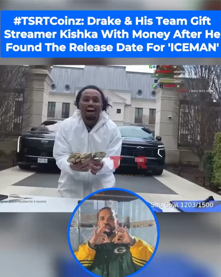 #TSRTCoinz: #Drake had Toronto goin’ crazy trying to find the release date of his upcoming album ‘ICEMAN.’ Streamer #Kishka was the lucky one to find out the date is May 15th, and he was gifted money from the rapper and his team for doing so! ❄️🥶 SWIPE ✍🏾#TSRStaffTC  #TSRStaffAS 📹:(@almightykishka )
