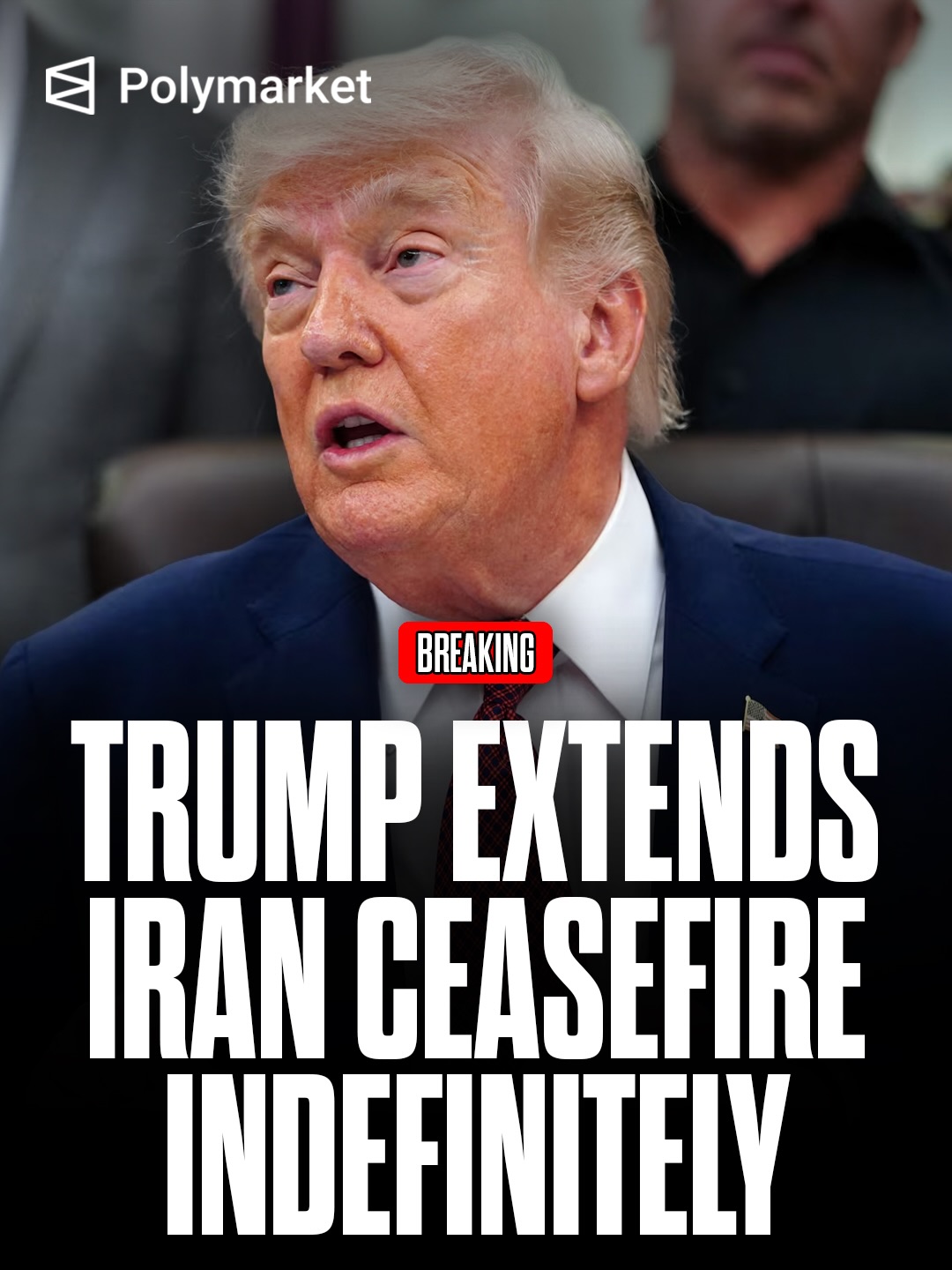 President Trump extended the U.S. ceasefire with Iran, claiming the country’s leadership is too divided to negotiate and demanding a single, unified proposal to end the war. 

The decision comes as talks break down, with Iran refusing further negotiations and JD Vance canceling a planned trip for peace discussions.

Traders predict only a 25% chance the U.S. and Iran will agree to a permanent peace deal by the end of April.