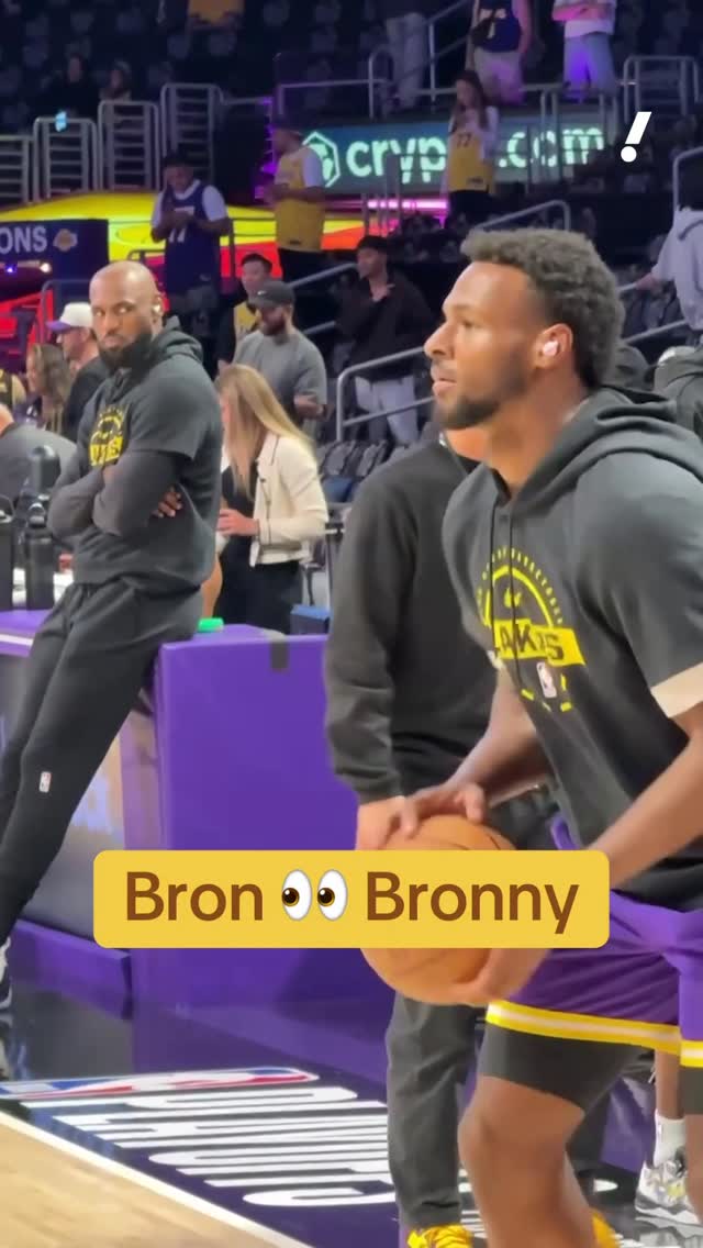 LeBron James keeping an eye on Bronny before Game 2 vs. the Rockets 😤