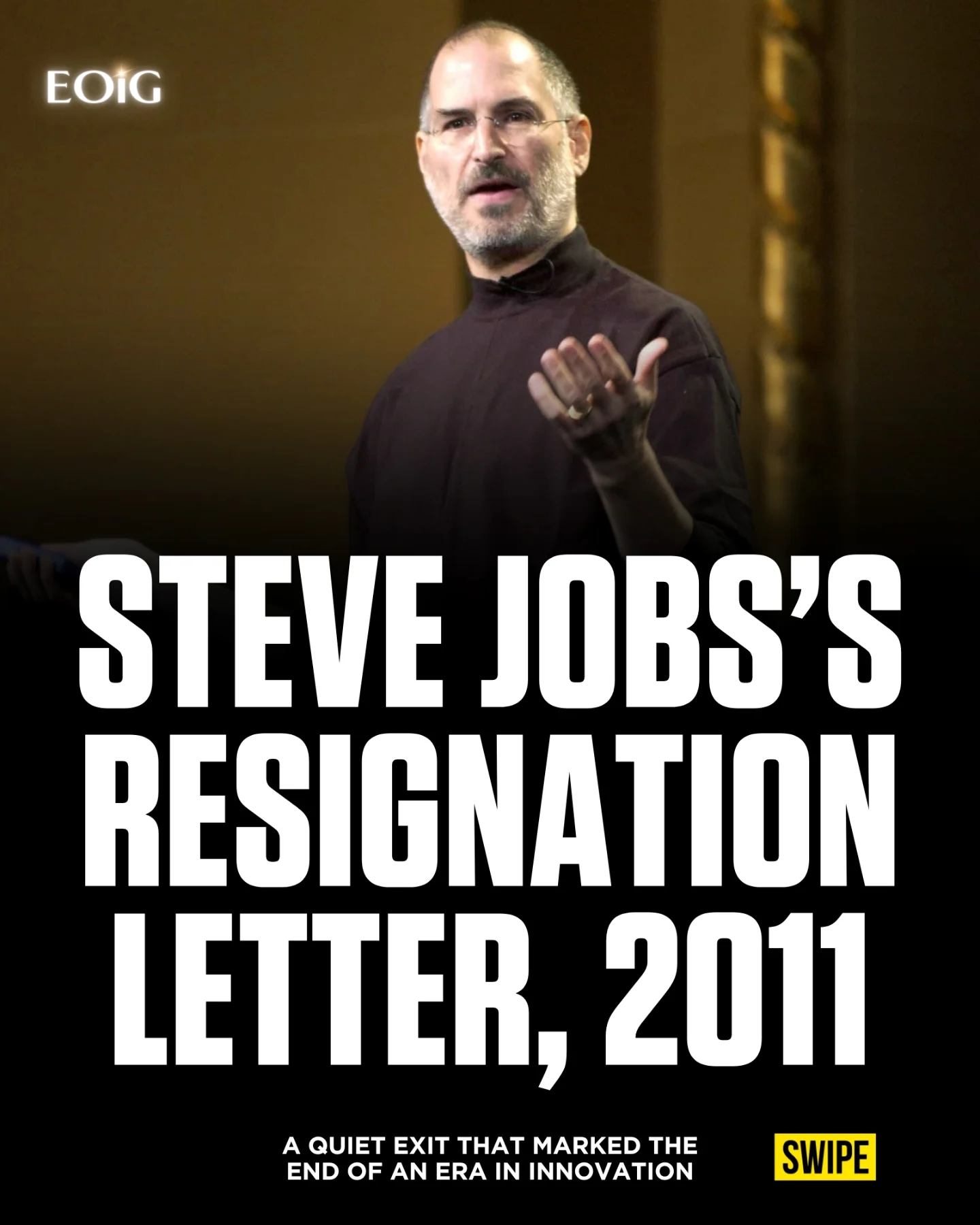 In 2011, Steve Jobs stepped down as CEO of Apple in a short, direct letter that marked one of the most important leadership transitions in tech history.

He made it clear he could no longer meet the responsibilities of the role, recommended Tim Cook as his successor, and shifted to chairman while still staying connected to the company he built.

At that moment, Apple was already one of the most influential companies in the world, but the bigger question was whether it could survive without its most iconic leader.

What followed proved the depth of the system he had built, Apple continued to grow, scale, and dominate new categories, showing that the company was bigger than one person.

Follow us (@entrepreneursonig) for everything related to entrepreneurs