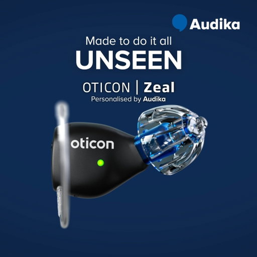 Introducing Oticon Zeal™, a hearing aid made to do it all, unseen! 

Blending nearly invisible style with advanced technology, connectivity and rechargeability, experience it today - all expertly personalised to you.

Learn more at audika.com.au/zeal