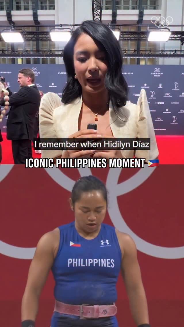 Hidilyn Díaz’s historic gold at #Tokyo2020 inspired many people around the world, including tennis player Alexandra Eala!

We caught up with her on the #Laureus26 red carpet and she shared the kindest words about Díaz. 🥹❤️

#Olympics #Weightlifting