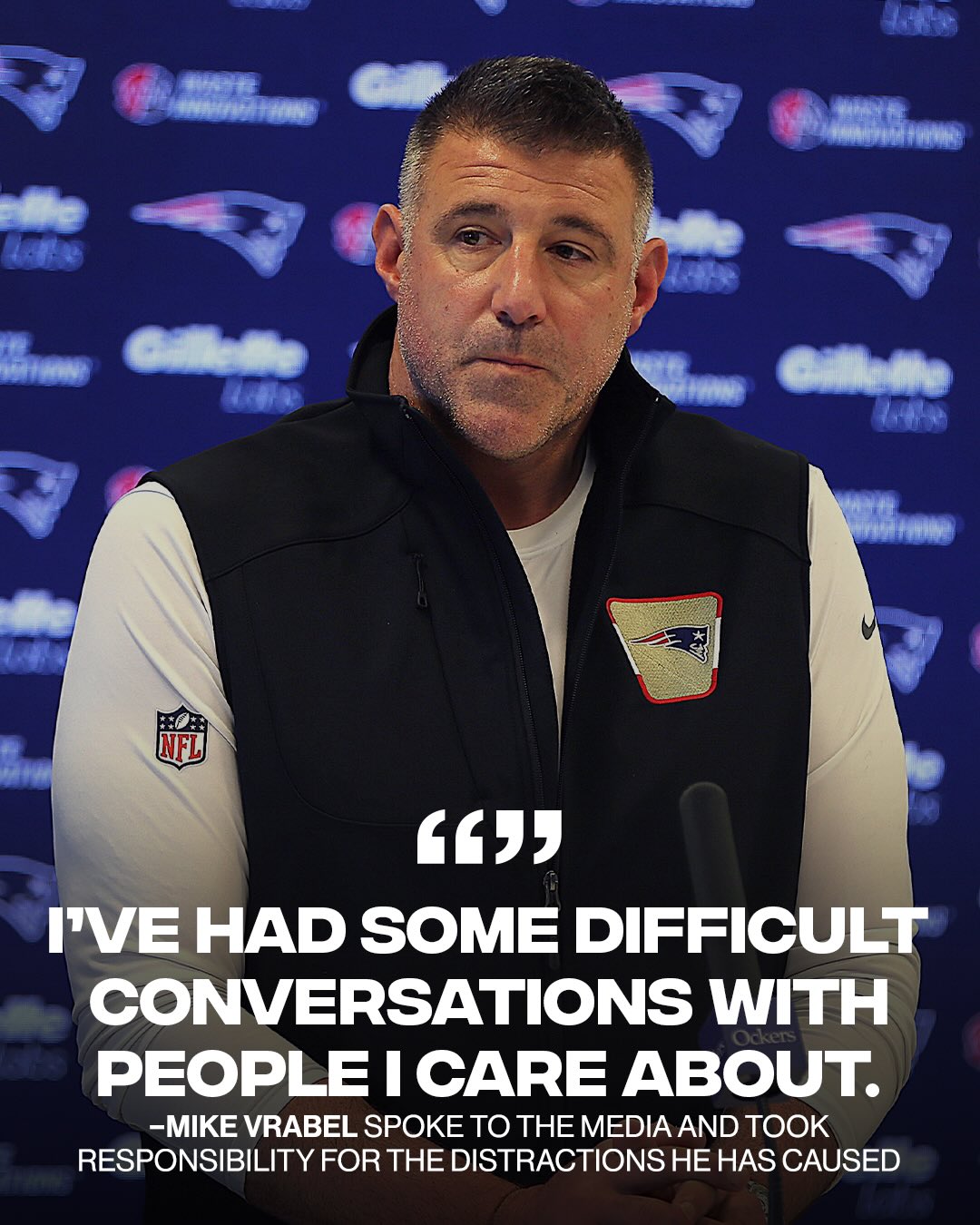 Mike Vrabel addressed the media for the first time since the incident with Dianna Russini 👀

(via @patriots)