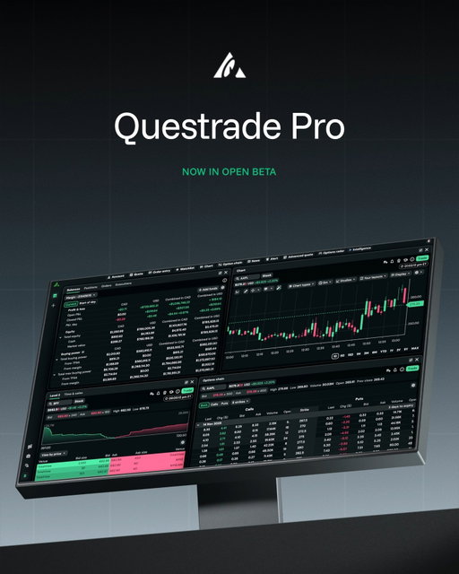 There are a lot of trading platforms out there. And mostly, they work. But settling for what just works isn't a strategy (for us, or you).

That's why today is a big one. Because today, Questrade Pro, our newest high-performance trading platform, is officially in Open Beta—and that means traders like you can access it completely free.

For months, we’ve been building Pro with our most active traders. And what that’s made clearer than ever is no two traders are the exact same. 

Too often, though, platforms are designed to give you a layout and expect you to adapt. 

Pro is different. We started from the opposite assumption: that your workspace should take the shape of your actual process, not our idea of your process. 

Every inch of the workspace is yours to customize with widgets that match the way you trade. And in that infinitely customizable workspace, there’s so much to discover:

Familiar tools like you’ve never seen them before. Things like chart trading and 1-second candles (and yes, soon, hotkeys) are all part of the Pro experience, designed to create the most seamless and intuitive trading experience for you possible.

🕵 Automated analysis. One standout widget sounds basic until you use it: the charts. Pro’s come with Auto Pattern Detection, which draws patterns as they emerge to help you identify trades faster. 

🎯 All new ways to find trades. Ideas can come from anywhere. A Breaking News alert, a conversation with a friend, a carefully curated watchlist. Pro adds your platform to the list of sources. Options Radar scans hundreds of symbols, ranking and filtering them by key variables.

💬 Research questions, answered. Having ideas is one thing. Having conviction in them is another. And sometimes what you need most is just a little more clarity to get there. So, ask Pro. Its built-in AI assistant has the same info that hedge funds use. Now, curiosity can turn into strategy.

📈 Become a better trader. Just like tracking reps and steps, the stats underneath your trade tell the story of how to improve. Pro's Performance Dashboard makes them all clear.

Link in bio to try Questrade Pro today.