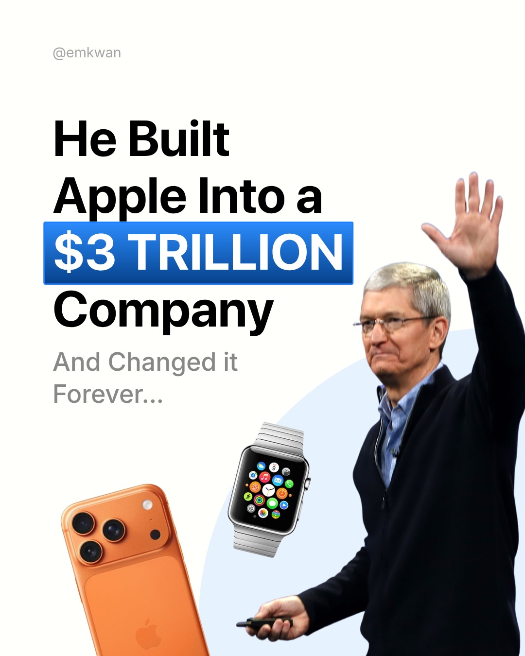 Tim Cook took Apple  from ~$350B to a $3 TRILLION company. But the real question is… what changed along the way?

From iPhone dominance to services, wearables, and now a new era ahead - his impact is undeniable.

Do you think Apple is better today?

#apple #timcook