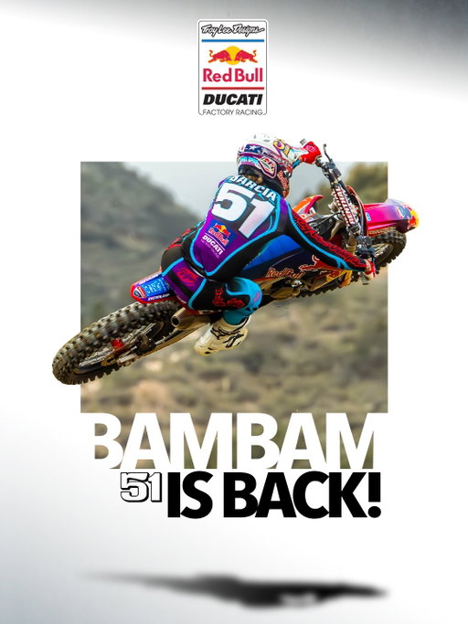 The wait is over... BAMBAM is Back! 

After months of fighting to get back on the bike, @JustinBarcia is officially back in action for the final rounds of @SupercrossLIVE 
 
Same fire. Same grit. Same BAMBAM. 💥