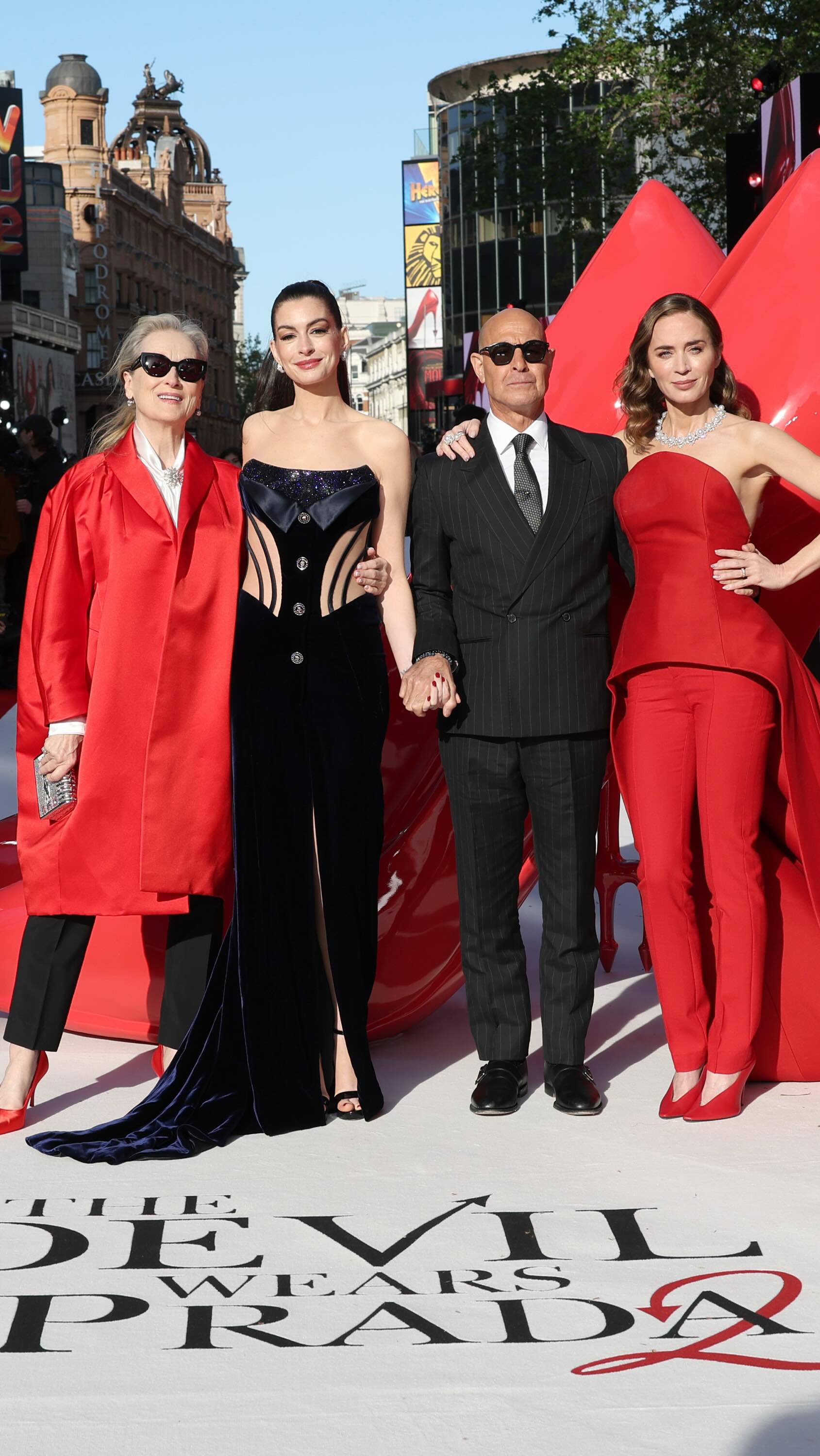 The #DevilWearsPrada2 press tour is fully underway and it’s bringing our favorite cast together once again. @annehathaway, #EmilyBlunt, #MerylStreep, and of course, @stanleytucci have hit the red carpet for the #DWP2 London premiere. ❤️ 

📸: @gettyimages