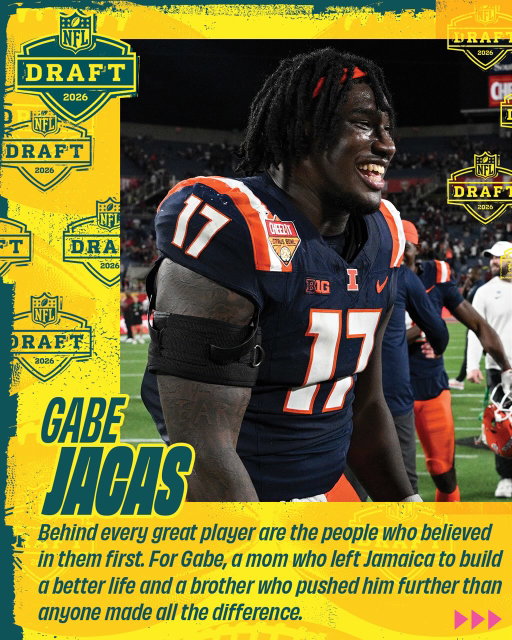 Gabe Jacas’ journey to the NFL Draft has always been a family effort ❤️ (h/t @chicagotribune)

2026 NFL Draft – Starts Thursday at 8pm ET on NFLN/ESPN/ABC
Stream on @NFLPlus