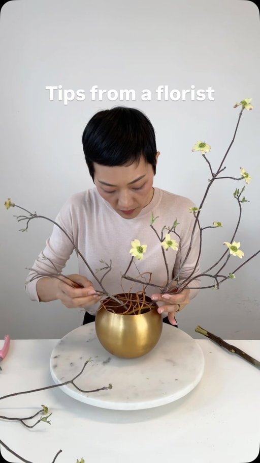 Tips from a florist - Main takeaways:
FRAME: frame the shape 
TEXTURE: filler and fluff
FACE: main focals
LINE: height and depth
MONEY: screams expensive and unique

Flower food hack: Sprite + Bleach

#flowers #flowerarrangement #rachelchofloral #floristofinstagram
