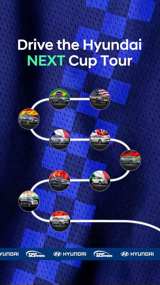 Rooted from Hyundai in South Korea, the Hyundai NEXT Cup Tour takes on 10 countries worldwide - each with its own challenge.
Build your squad, enter every tour stop, and see if your tactics can drive you to great rewards.

#Hyundai #TopEleven #HyundaiNEXTCupTour

*Top Eleven contains optional in-game purchases (including paid random items).