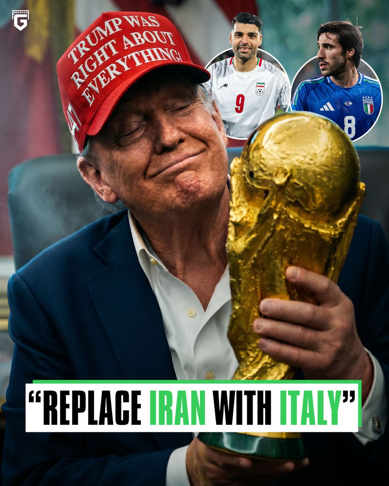 President Donald Trump has OFFICIALLY requested FIFA to replace Iran with Italy in the upcoming World Cup amid the Iran War... 😳

Trump’s envoy argued that Italy’s four World Cup titles in the history of the tournament justify awarding it the slot 🤨

The plan is reportedly an effort to “repair ties” between President Trump and Italy’s Prime Minister Giorgia Meloni... 🇮🇹