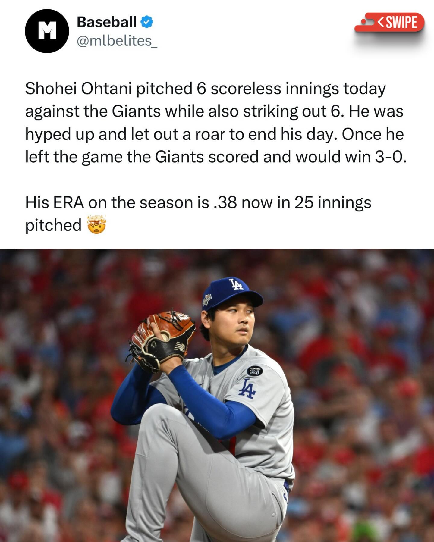 Shohei Ohtani was absolutely dominating on the mound. The coolest thing about watching Shohei pitch is seeing the passion on the mound. He wants to be the best pitcher in the league and he is showing that he can be. 

He is on pace to win the CY Young Award this season 👀