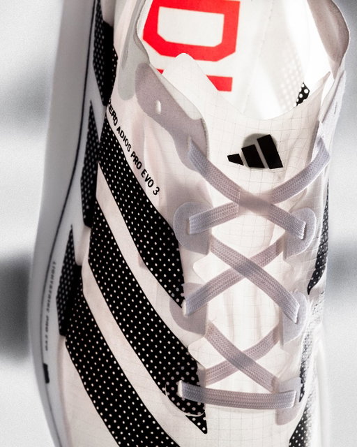 Introducing the future of Running with the ADIZERO Adios Pro Evo 3, our first ever sub-100-gram super shoe.​
​
The race-day shoe represents the culmination of three years of cutting-edge research.​
It is 30% lighter, delivers 11% greater forefoot energy return, and improves running economy by 1.6% compared to its predecessor - making it a record breaker before it’s even laced up.​
​
➕Next-gen LIGHTSTRIKE PRO EVO foam - engineered for best-in-class energy return​
​
➕All new carbon-fiber infused ENERGYRIM provides tuned stiffness and increased foam amount underfoot.​
​
➕Ultralight, precisely supportive and engineered to feel weightless.​
​
➕Optimized outsole with Continental™️ rubber in the forefoot for more reliable traction at its lightest.​
​
THE FASTEST AND LIGHTEST ADIZERO SUPERSHOE EVER MADE.