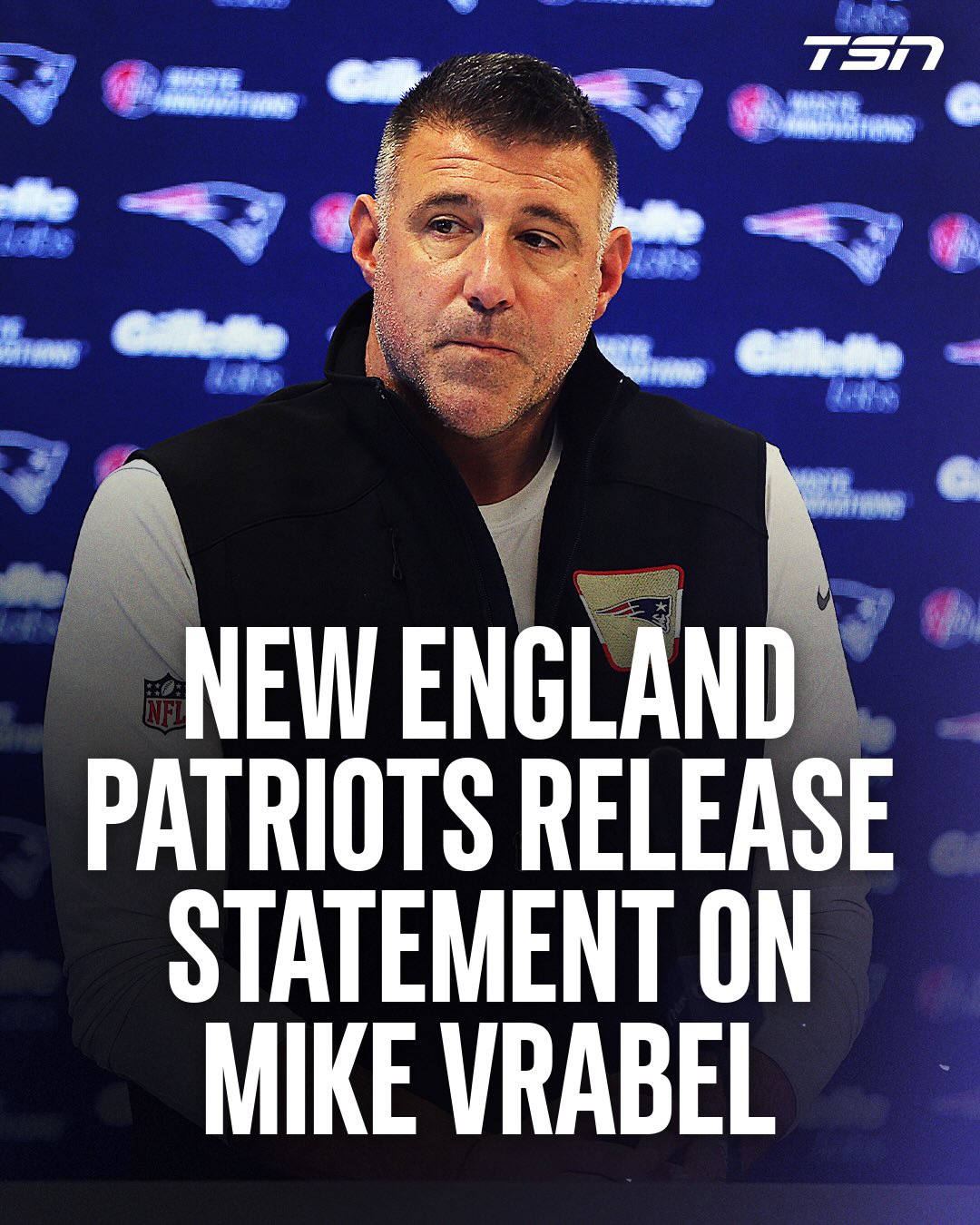 The New England Patriots have released a statement following HC Mike Vrabel stating that he will be receiving counselling and will miss Day 3 of the NFL Draft on Saturday.