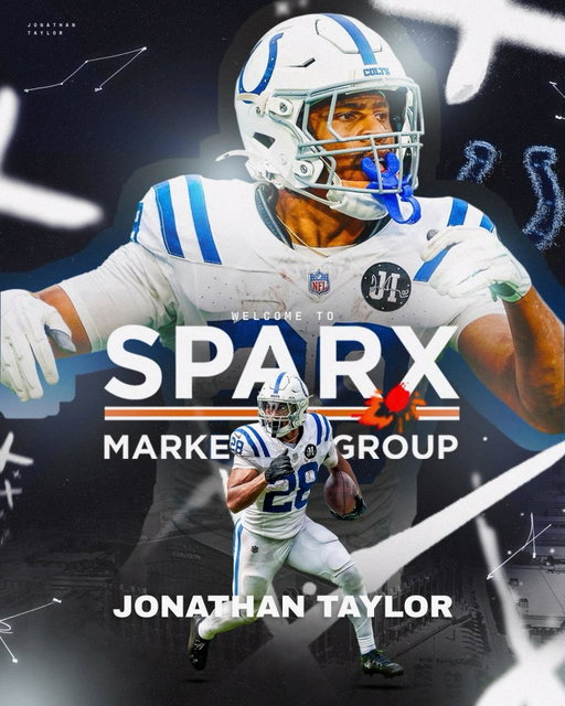 Excited to welcome First Team All-Pro, 3x Pro Bowler, and one of the most dominant running backs in football, Jonathan Taylor, to the Sparx Marketing Group family!