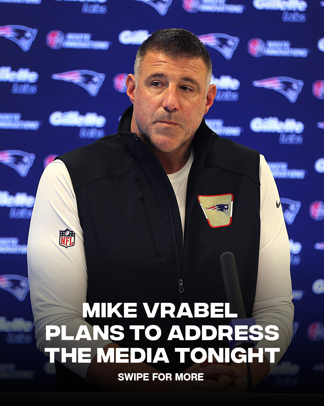 Amid the ongoing scandal involving Mike Vrabel and Dianna Russini, Vrabel is set to address the media tonight, as speculation continues to grow over what he will discuss during the press conference.
ㅤ
(via: @gettyimages)