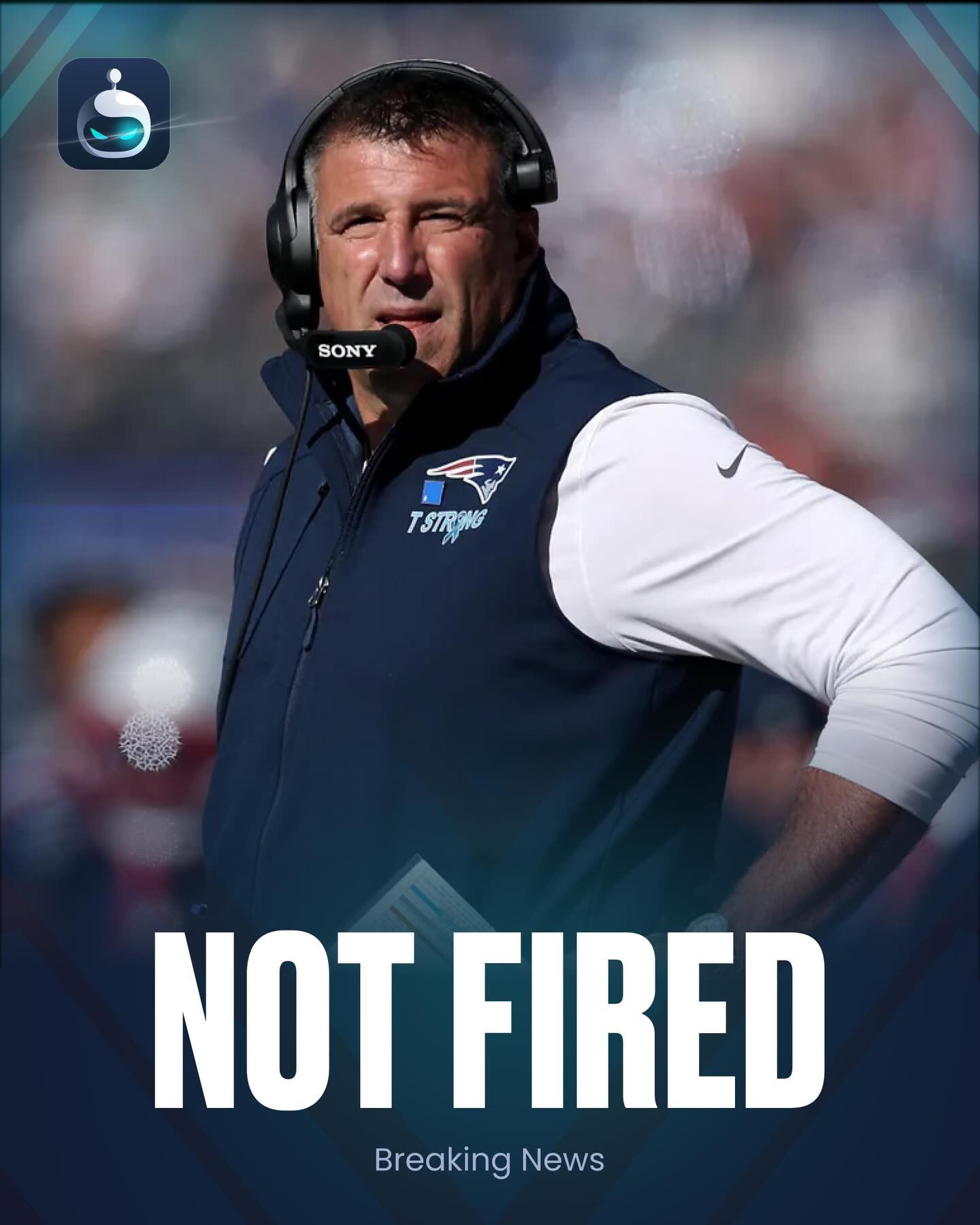 Mike Vrabel at his press conference:

“I understand that there are questions. I take accountability for my actions… My previous actions don’t meet the standard that I hold myself to… My family needs me this weekend, and that’s where I’ll be.”