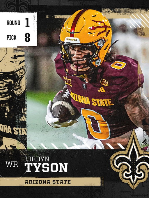With the 8th pick in the NFL Draft, the Saints select Arizona State WR, Jordyn Tyson!