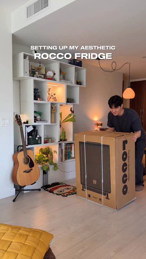 adding the most aesthetic fridge to my home 😮‍💨 love how perfectly it fits my wall and how clean it looks! thank you @roccofridge for the gift! #apartmenttherapy #homedecor  #hometech #interiordesign #asmr