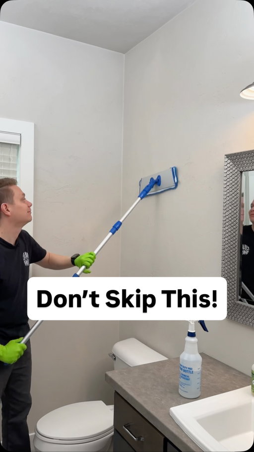 Welcome to Day 11 of the 2026 Spring Cleaning Spree.

Today we are finishing up the bathroom by cleaning the walls, trim, doors, and floors.

When cleaning a bathroom, these are some of the most overlooked areas. While most people focus on the shower, toilet, and sink, dust, grime, and residue can build up on walls, baseboards, and doors over time.

For walls, I like to use a simple mix of dish soap and water with a damp flat mop. This makes it easy to clean large areas quickly without making a mess.

For painted trim and doors, you can use the same solution. If you have wood surfaces, Murphy Oil Soap is a great option.

If you notice scuffs, a melamine sponge can help remove them. For sticky residue, like hairspray buildup, a foaming wall cleaner works really well.
 
To finish, vacuum your floors and mop them thoroughly to complete your bathroom deep clean.