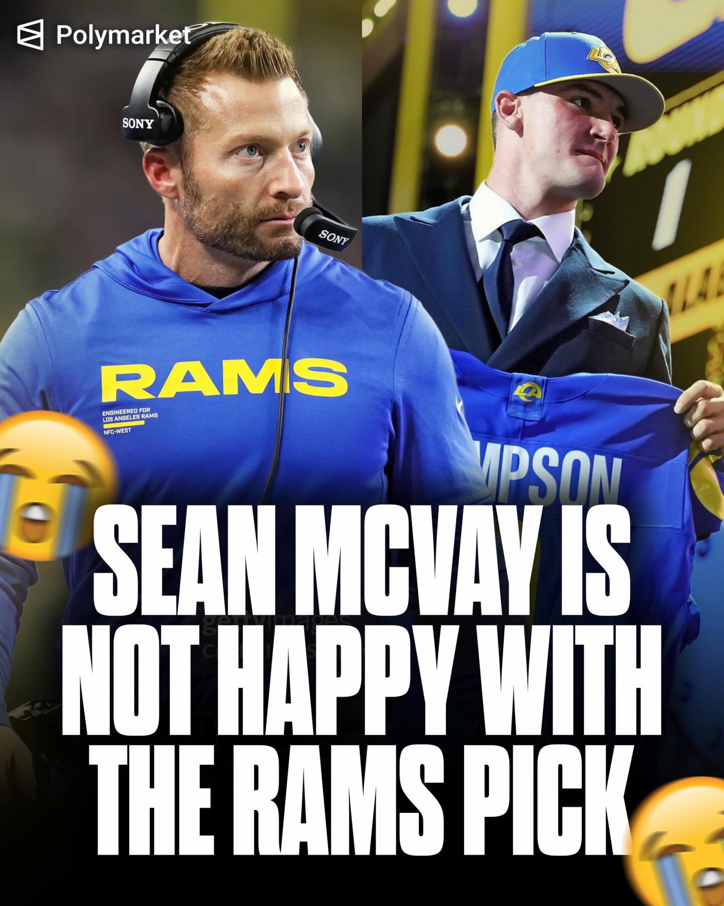 Rams coach Sean McVay doesn’t appear to be too thrilled that the team selected QB Ty Simpson over other prospects… 😬

There was still a lot of talent on the board… was this a good or bad pick?