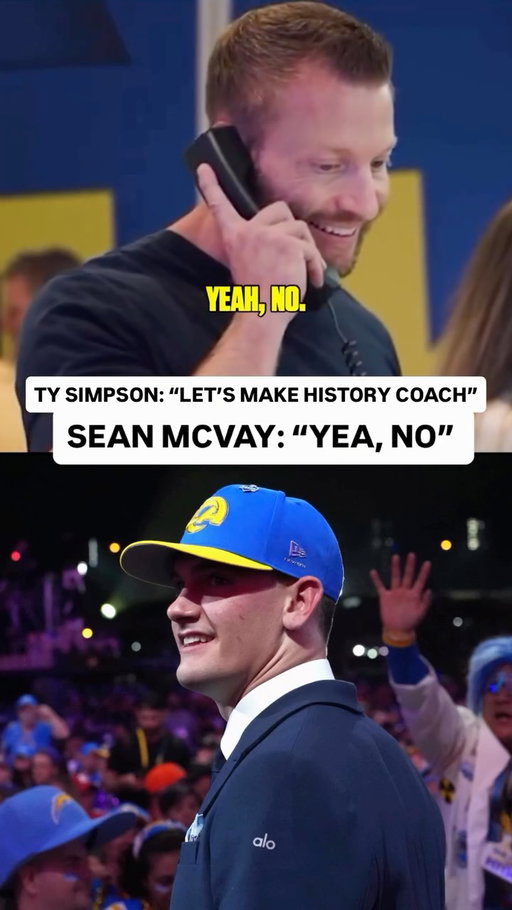 Sean McVay didn’t seem thrilled after the Rams drafted Ty Simpson
