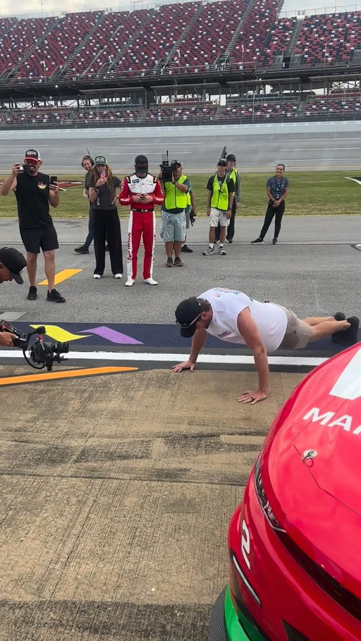 Pushups for winning the pole? When @garrett_1320video is involved, we’ve learned to stop asking questions.