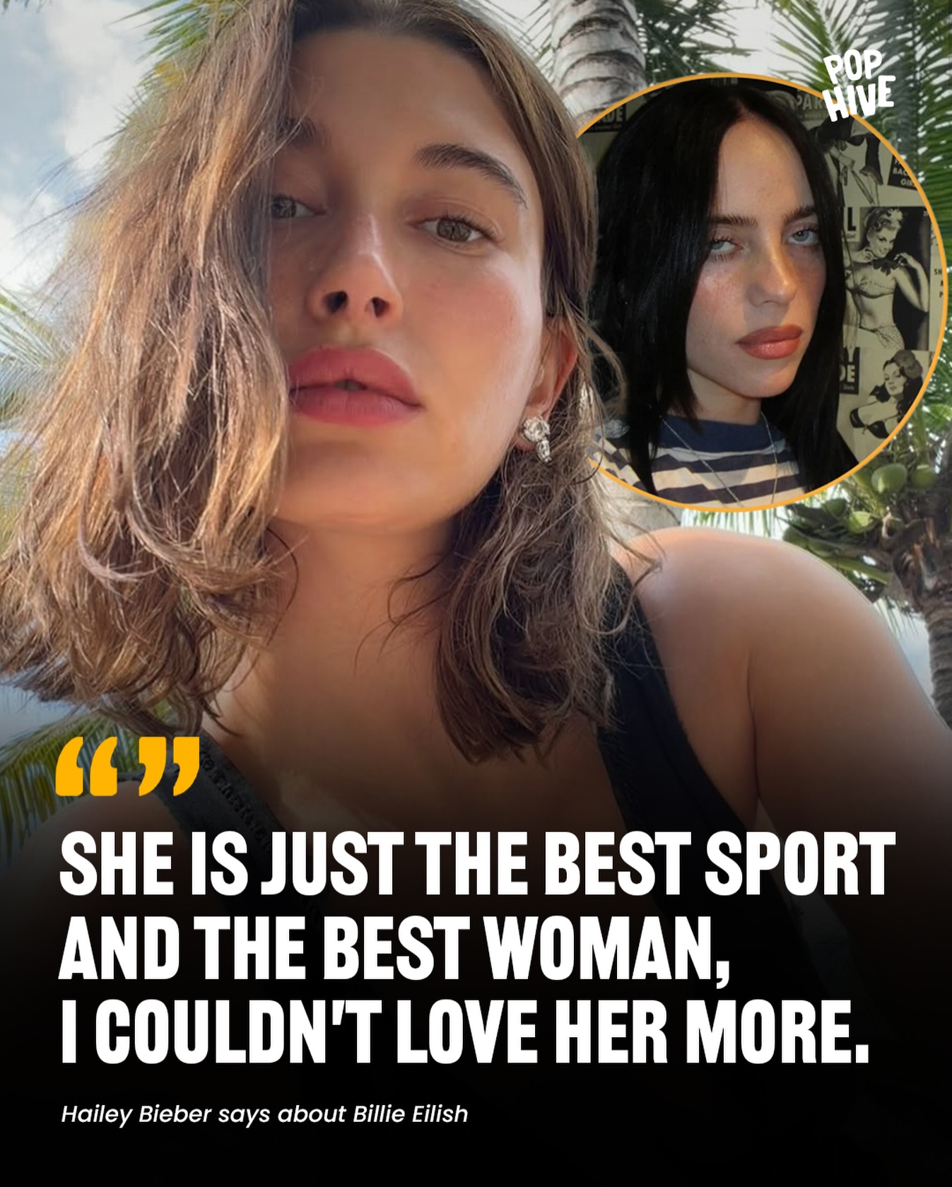 At the TIME100 Gala red carpet, Hailey Bieber spoke with Terrence J about Billie Eilish’s “One Less Lonely Girl” moment at Coachella.

Bieber shared that she had planned the moment, noting that Eilish was “the best sport.” She also praised the artist, saying that she couldn’t love her more.