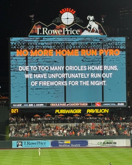 Good news: We can’t stop hitting home runs.
Bad news: No more fireworks.