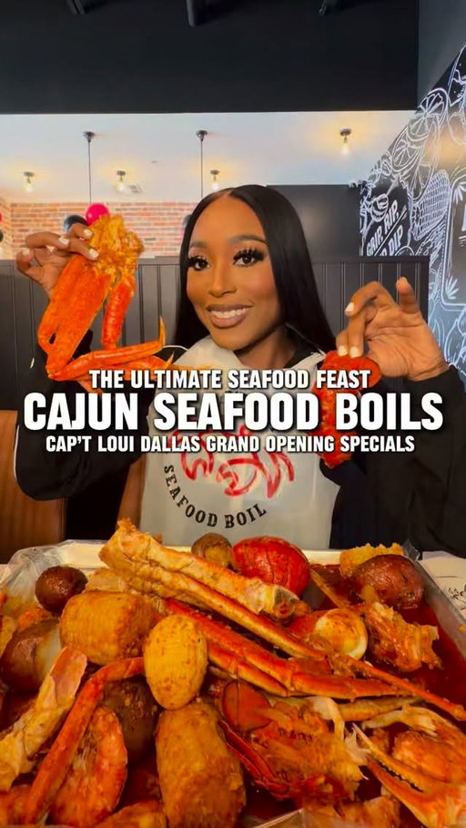Cajun Seafood Boil in Dallas 🦀🦞

Y’all loved Cap’t Loui so much that they opened a new Dallas location. I wanted the full experience, so I got the grand opening special with 4 lbs of seafood and it exceeded my expectations. Their signature Cajun seasoning in medium spice was perfect for me. And you have to get one of their light up drink pouches to complete the experience. There will be more surprises and in store promotions throughout the grand opening celebration, so stay tuned to @CaptLoui.Dallas for the latest deals and updates.

Here’s What We Tried:
🦀 Cajun Seafood Boil With Lobster, Snow Crab, Shrimp, Potatoes, Corn, And Boiled Eggs
🌶️ Cap’t Loui Cajun House Blend in Medium Spice Level
🍹 Madam Berry Cap’t Cooler
🍨 Beignets With Vanilla Ice Cream

🤩 Grand Opening Special:
Order the 4 lb Seafood Boil and Get 1 Snow Crab Cluster with Unlimited Garlic Noodles

⏰ Hours:
Monday-Thursday: 11:30am-10pm
Friday-Saturday: 11:30am-11pm
Sunday: 11:30am-10pm

Add this to your list of places to eat in Dallas. Perfect for a casual date or night out with the family. Would you try it?

📍 @CaptLoui.Dallas
2534 Royal Ln Unit 131, Dallas, TX

#CaptLoui #ThingsToDoInDallas #DallasInfluencer #DallasContentCreator #DallasFoodie
