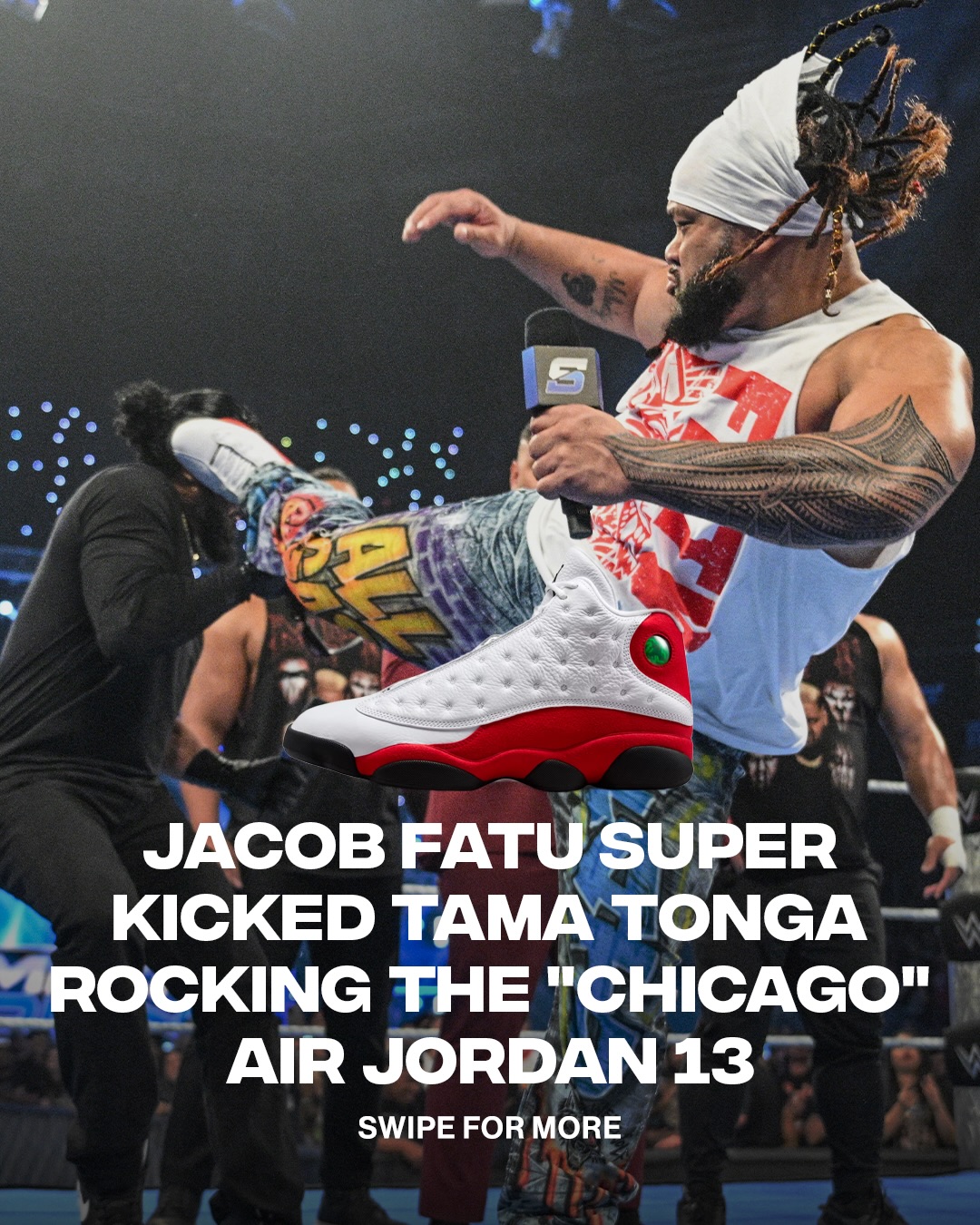 Jacob Fatu entered the ring on SmackDown rocking the “Chicago” Air Jordan 13 and wasn’t taking any sh*t tonight 😤

📸: @gettyimages