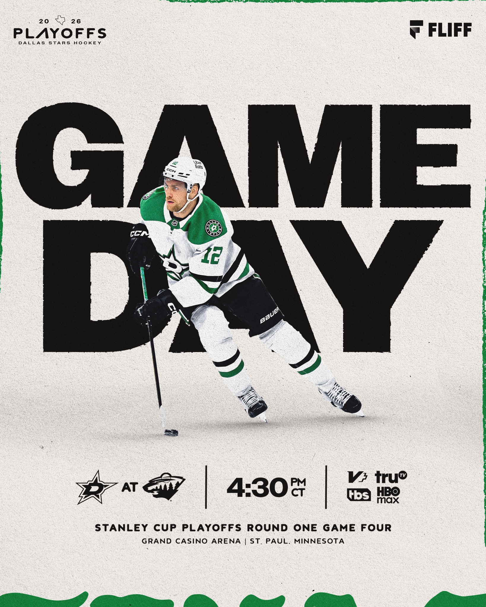 Bring the intensity. 

🆚 Minnesota Wild | Round 1 | Game 4
⏰ 4:30pm CT
📍 Grand Casino Arena
📺 TNT, truTV, HBO MAX, @victoryplustv 
📻 @theticketdfw