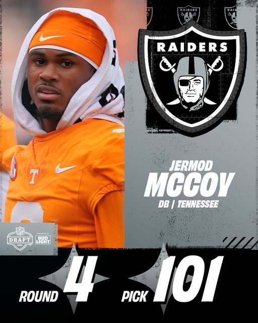 The Raiders draft Jermod McCoy to kick off Round 4

NFL Draft on NFLN/ESPN/ABC
Stream on @nflplus