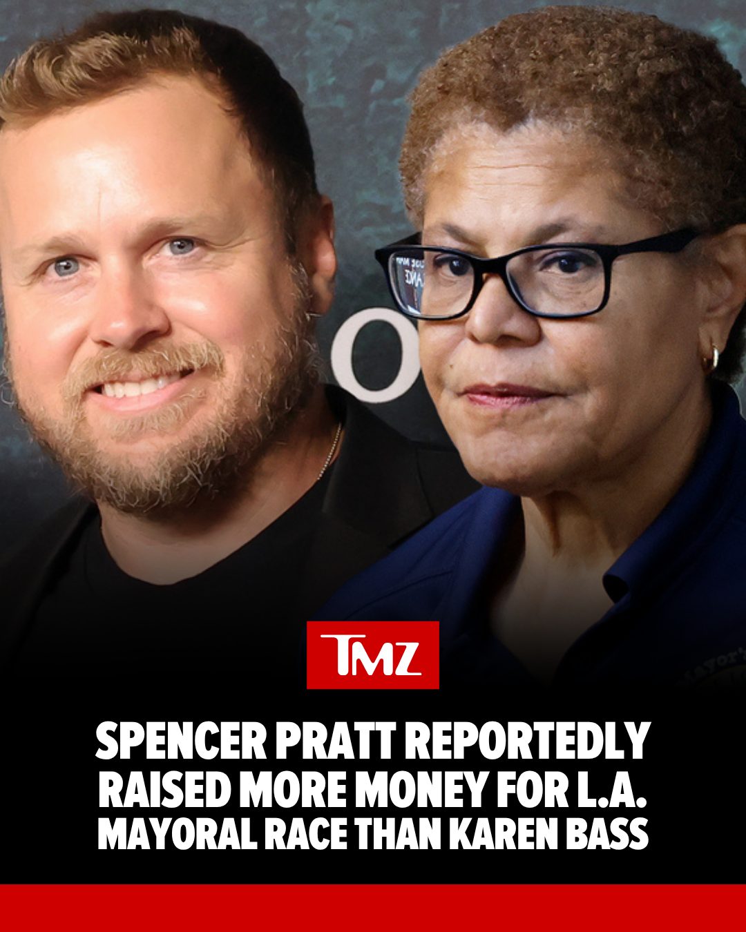 "The Hills" alum Spencer Pratt reportedly has stacks on stacks of cash compared to Los Angeles Mayor Karen Bass in their respective campaign fundraising for the upcoming mayoral race.

DETAILS AT THE LINK IN BIO 🔗