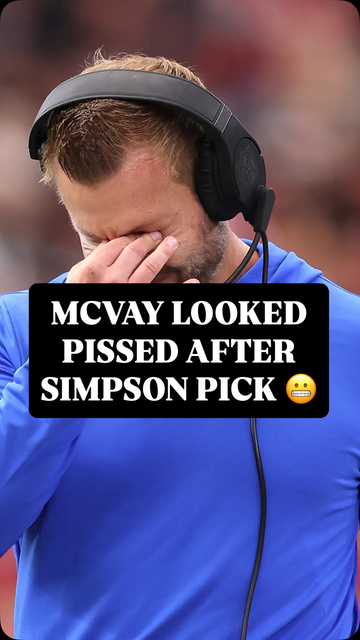 Rams Coach Sean McVay looked pretty uncomfortable after the Rams selected QB Ty Simpson with their 13th pick 😬

#nfl #nfldraft #tysimpson #seanmcvay