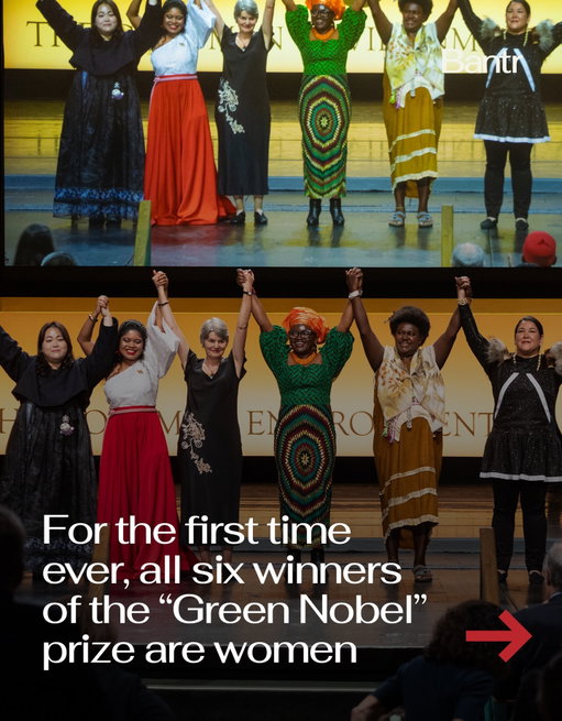 Who runs the world?

All six winners of the 2026 Goldman Environmental Prize, often called the “Green Nobel,” are women.

The winners include activists from the UK, US, Nigeria, South Korea, Alaska, Colombia, and Papua New Guinea, each leading efforts to protect ecosystems, stop harmful developments, and push governments to act on climate.

The award has been around for 37 years, and this is the first time every recipient in a single year is female.

By the way, we have a weekly newsletter rounding up the biggest stories so you don’t have to. One newsletter. Once a week. Link in bio.

Media via @goldmanprize

#bantrwomen #goodnews #women