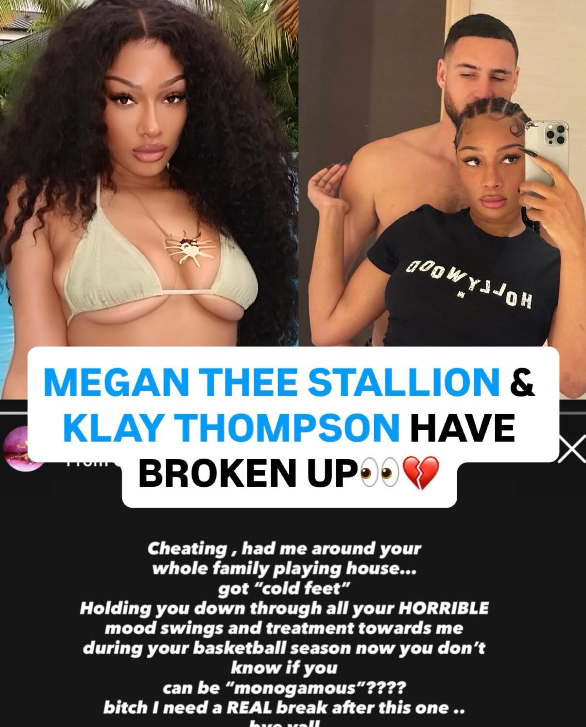 Megan Thee Stallion confirms she has broken up with Klay Thompson, saying “trust, fidelity and respect” were compromised👀💔