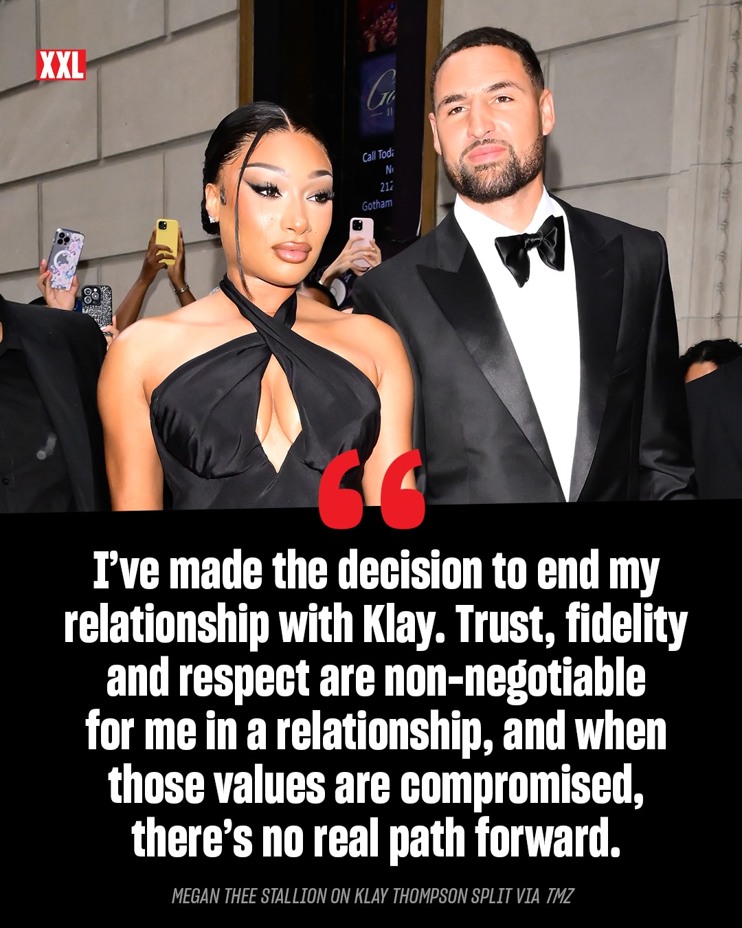 Megan Thee Stallion tells TMZ via her rep that she and Klay Thompson have split after accusing him of cheating.

“I’ve made the decision to end my relationship with Klay. Trust, fidelity and respect are non-negotiable for me in a relationship, and when those values are compromised, there’s no real path forward. I’m taking this time to prioritize myself and move ahead with peace and clarity.”