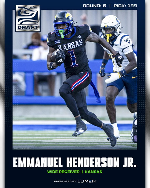 Added to the WR room. With the 199th pick, we’ve selected WR Emmanuel Henderson Jr.

#GoHawks x @lumentechnologies