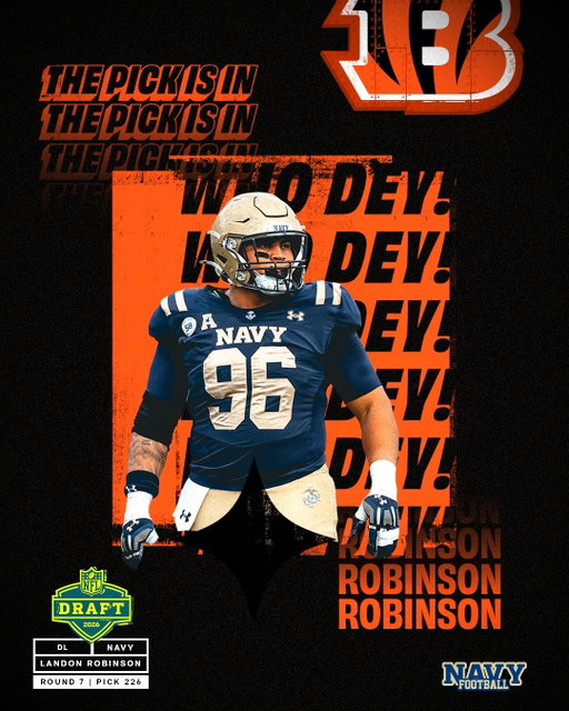 WITH THE 226th PICK IN THE 2026 NFL DRAFT THE BENGALS SELECT LANDON ROBINSON!

#GoNavy | #RollGoats