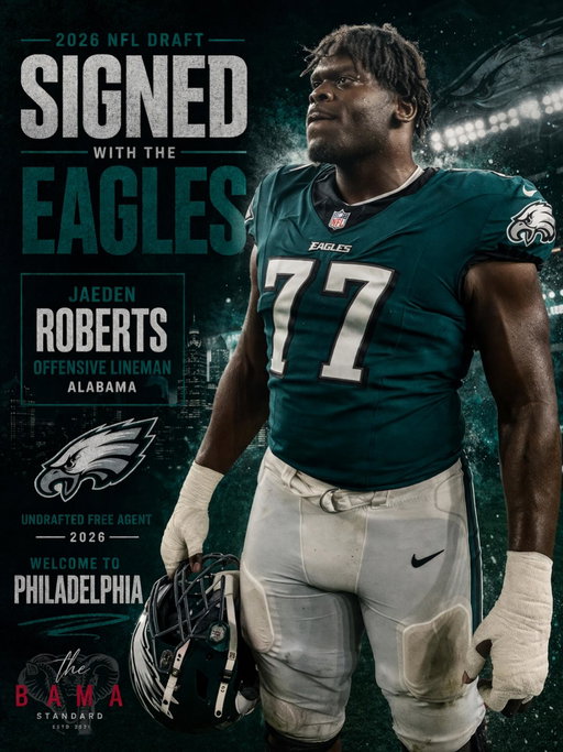 🚨BREAKING🚨 The @philadelphiaeagles have signed Alabama offensive lineman Jaeden Roberts as an undrafted free agent!🔥

#CollegeFootball #RollTide #Alabama #FlyEaglesFly #NFLDraft