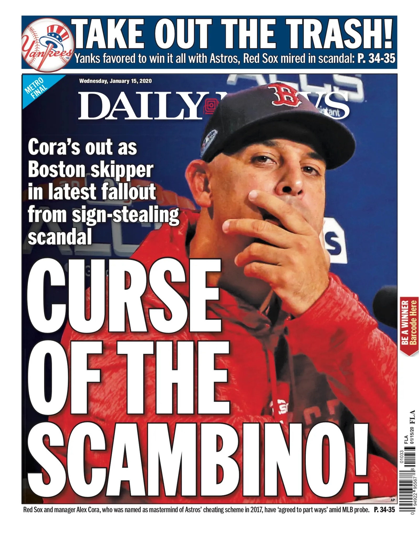 Good riddance. You love to see it. 

A cheater in Houston. A cheater in Boston. 

-

The Boston Red Sox fired manager Alex Cora, hitting coach Peter Fatse, bench coach Rámon Vazquez and game-planning coach Jason Varitek, sources tell ESPN.