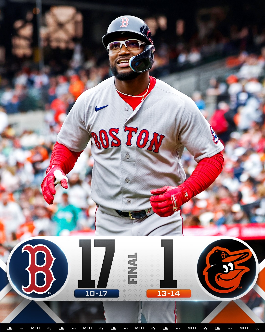 -Red Sox offense explodes for 10 runs in the 9th inning in Baltimore
-Julio Rodríguez homers in a back-and-forth win for Seattle
-Rays win their third straight game

Swipe for more of Saturday’s early action!