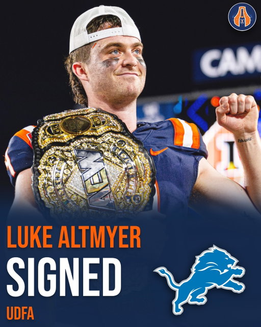 BREAKING: Former #illini QB Luke Altmyer has signed an UDFA deal with the Detroit Lions 🦁