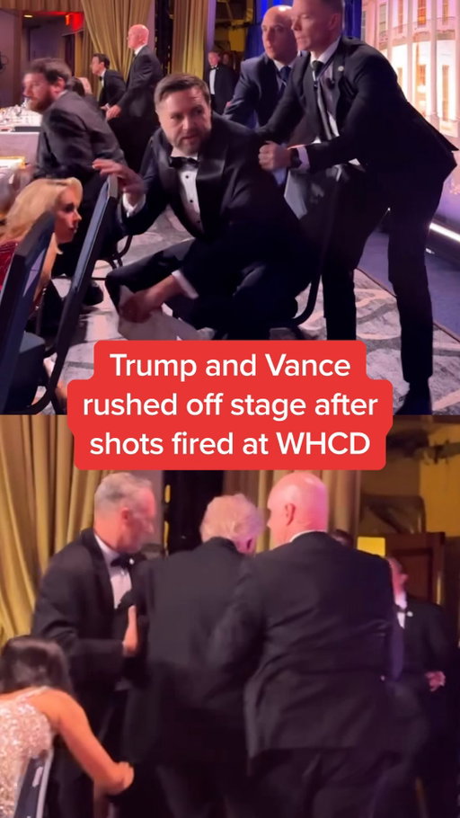 President Trump and Vice President JD Vance were rushed off the stage after shots were fired at the White House Correspondents’ Dinner.

#news