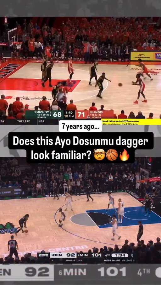 Any ILLINOIS FANS remember this Ayo Dosunmu dagger? 🤯🔥🏀 #illini #nba #timberwolves #nba #nbaplayoffs