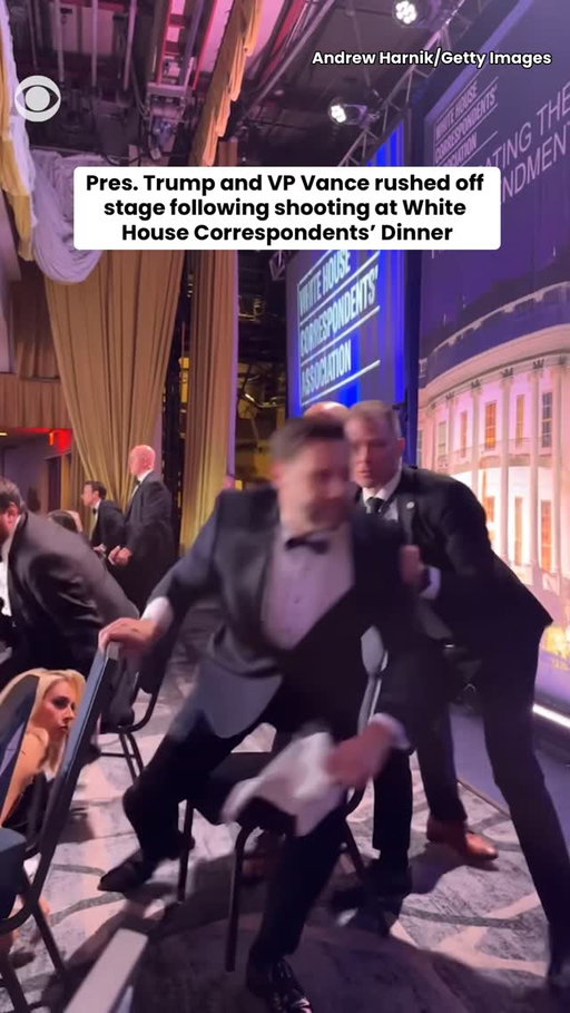 President Trump and Vice President Vance are rushed off stage after a gunman opened fire at the White House Correspondents' Dinner.