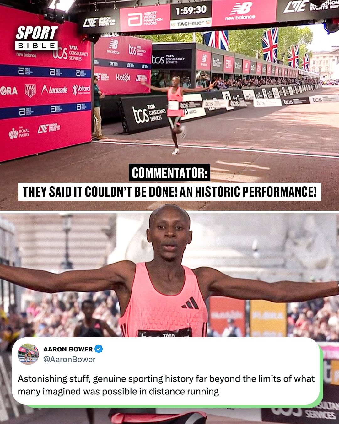 Sabastian Sawe made history at the London Marathon by becoming the first athlete to run a sub-two-hour marathon in a competitive race, crossing the line at 1:59:30 😱💨

The 30-year-old making history on the biggest stage 👏