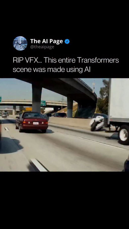 Transformers... made entirely with AI.

Explosions, camera movement, scale, and timing all feel like a full VFX production, yet this came from a single creator instead of a massive studio pipeline.

The idea that this replaces VFX completely is overhyped, but the shift is real. AI is speeding up everything from early ideas to final shots, making high level visuals faster and more accessible than ever.

The biggest change is not replacement, it is access. What used to require teams, budgets, and months of work can now be created in a fraction of the time.

And that changes who gets to create.

Follow @theaipage for daily updates on AI, robotics, and technologies shaping the future 🦾

#AiGenerated #Transformers #FutureOfContent
